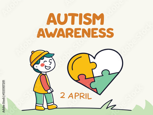 World Autism Awareness Day poster, April 2 Vector illustration