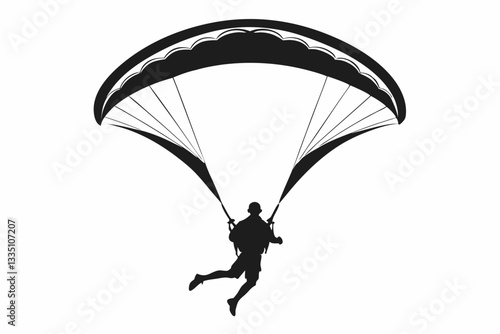 paraglider line art silhouette vector illustration
