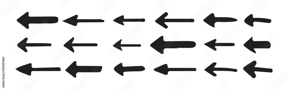 Set of black arrow icons. Doddle arrow. Collection different Arrows on flat style. Vector illustration eps 10 Set of black arrow icons. Doddle arrow. Collection different Arrows on flat style. Vector illustration eps 10