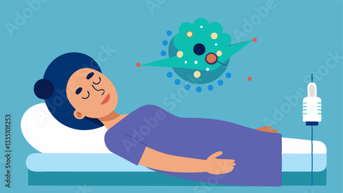 Patient Experience An illustration of a patient lying comfortably during a microneedling session with exosomes being applied afterward symbolizing a holistic treatment experience.