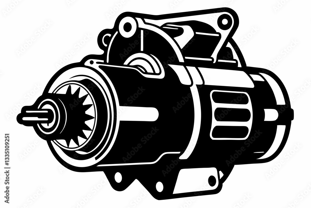 starter motor line art silhouette vector illustration starter motor line art silhouette vector illustration