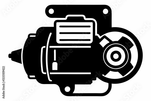 starter motor line art silhouette vector illustration