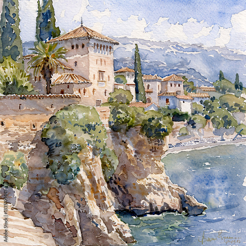 Watercolor landscape background