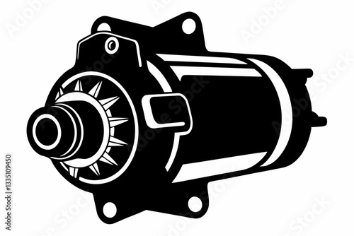 starter motor line art silhouette vector illustration