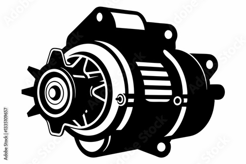 starter motor line art silhouette vector illustration