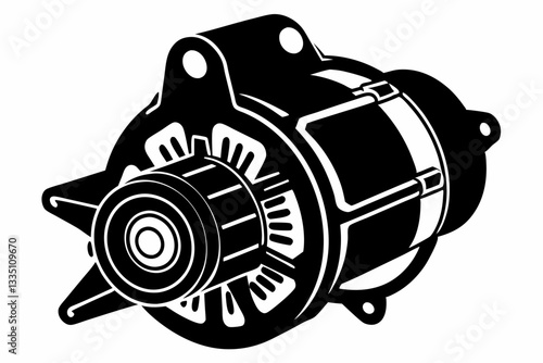 starter motor line art silhouette vector illustration