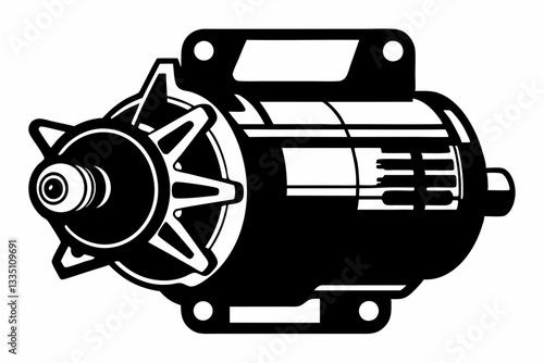 starter motor line art silhouette vector illustration
