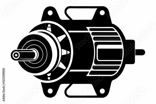 starter motor line art silhouette vector illustration