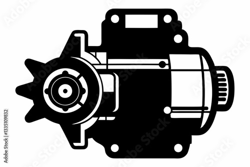 starter motor line art silhouette vector illustration