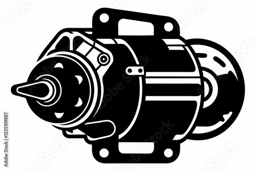 starter motor line art silhouette vector illustration