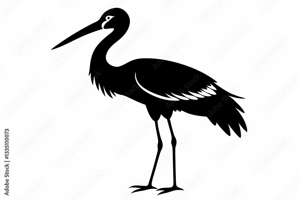 Naklejka premium stork line art silhouette vector illustration