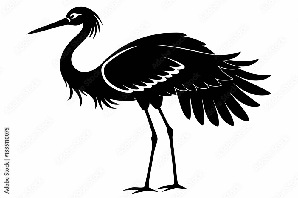 Fototapeta premium stork line art silhouette vector illustration