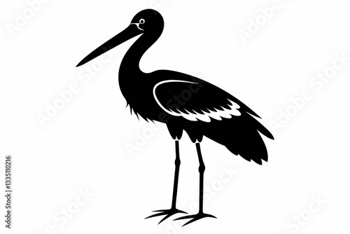 stork line art silhouette vector illustration