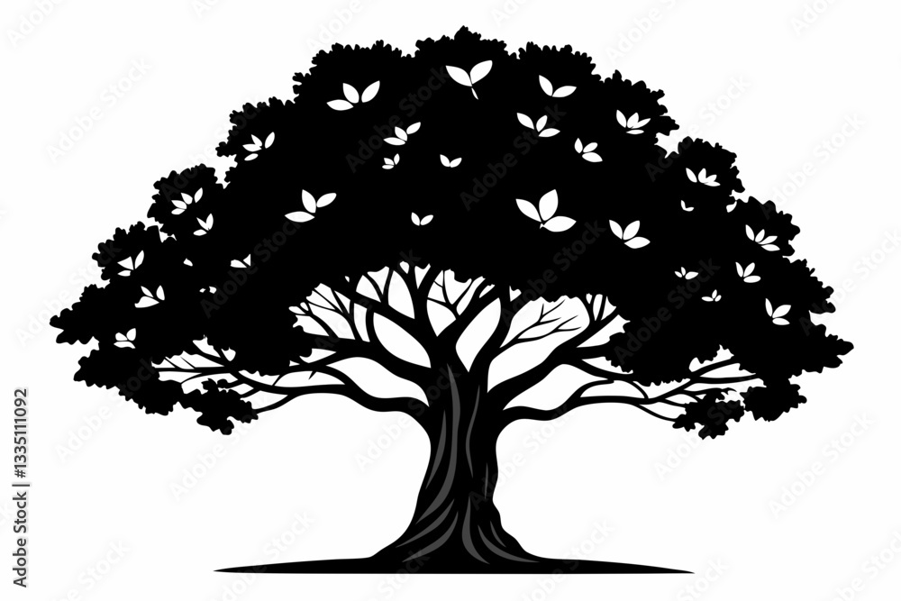Fototapeta premium tree line art silhouette vector illustration