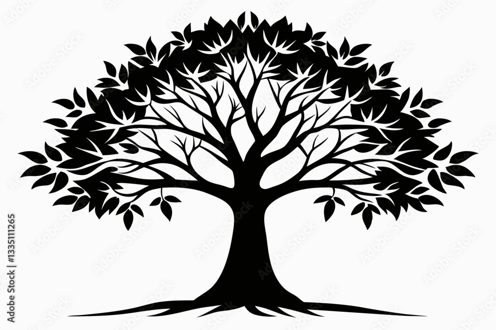 Obraz premium tree line art silhouette vector illustration
