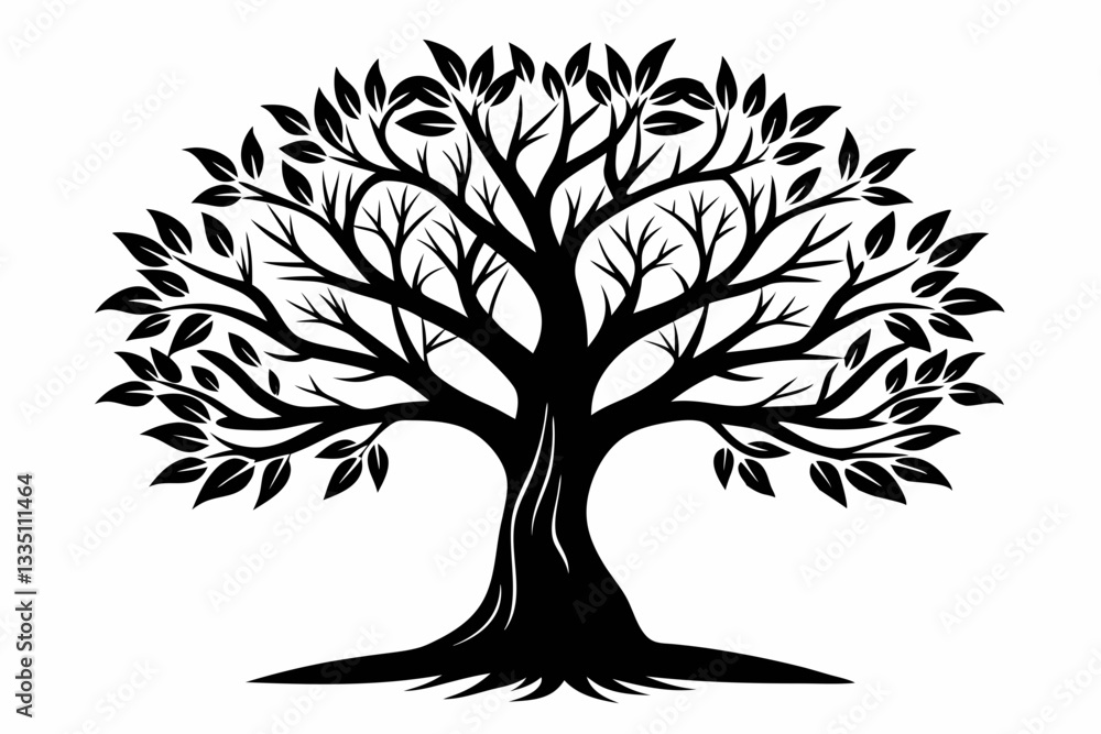 Obraz premium tree line art silhouette vector illustration