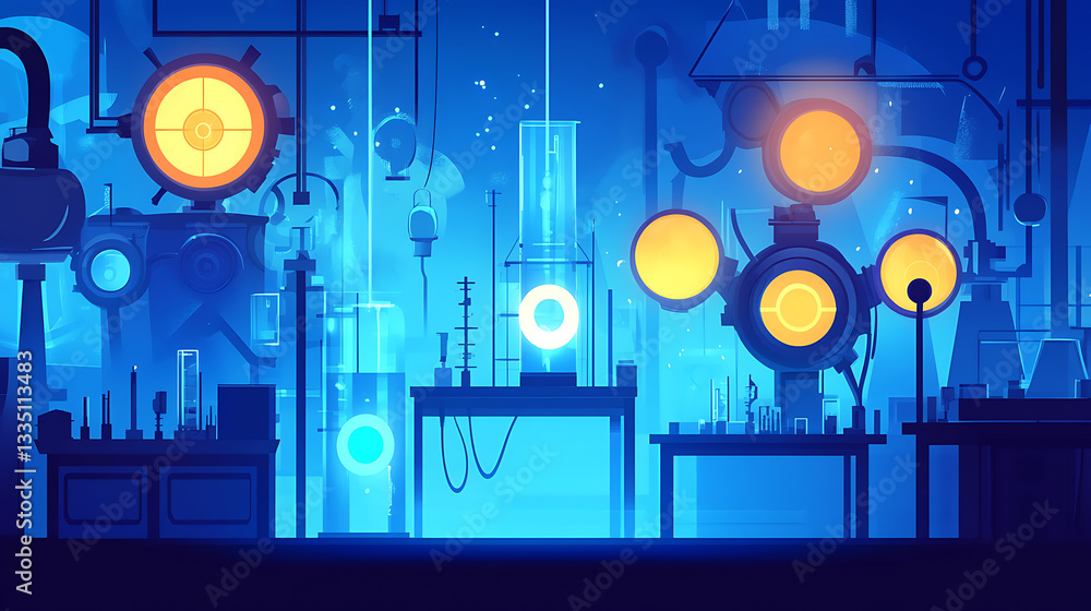 A vibrant laboratory scene filled with glowing equipment and scientific instruments, showcasing innovation A vibrant laboratory scene filled with glowing equipment and scientific instruments, showcasing innovation