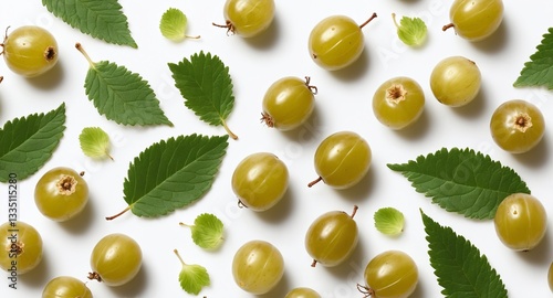 Obraz na płótnie Fresh gooseberry fruits on white background. Top view w salonie
