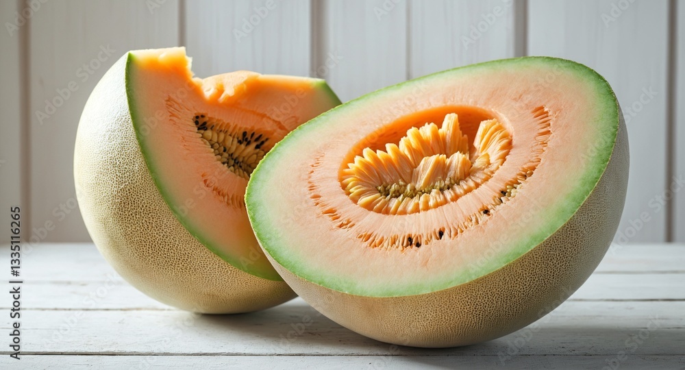 Cut melon. Healthy fruit. Summer food. Generative AI