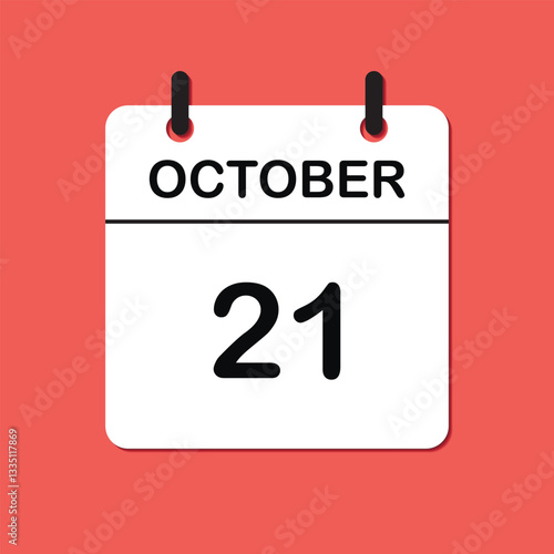 October 21. Daily Calendar icon for design. Simple design for business brochure, flyer, print media, advertisement. Easily editable.