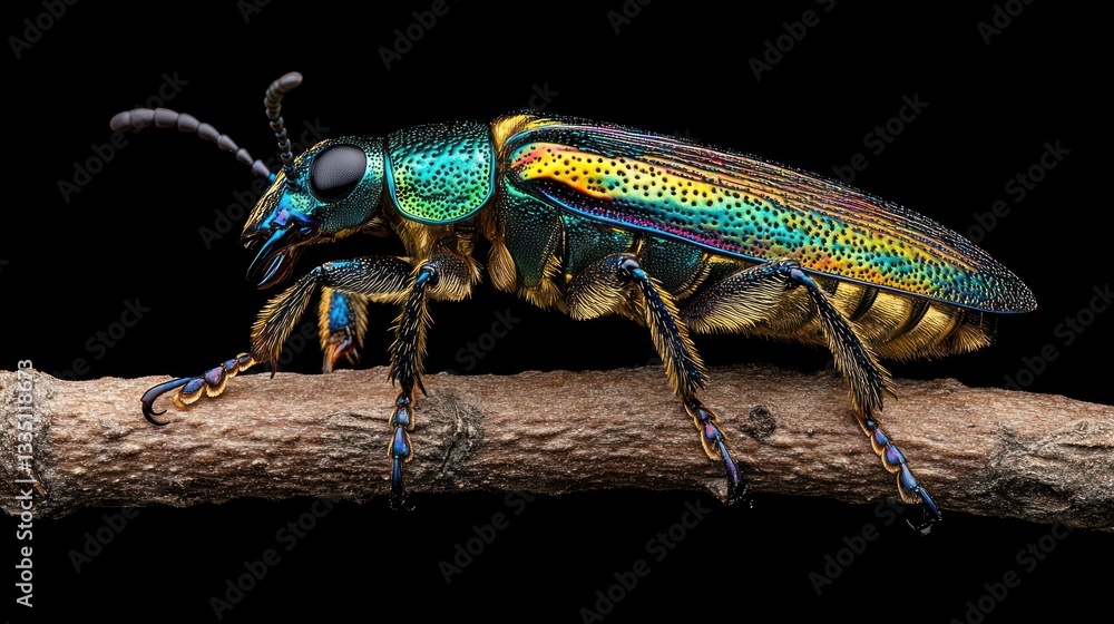 Vibrant Jewel Beetle on Branch (4) Vibrant Jewel Beetle on Branch (4)