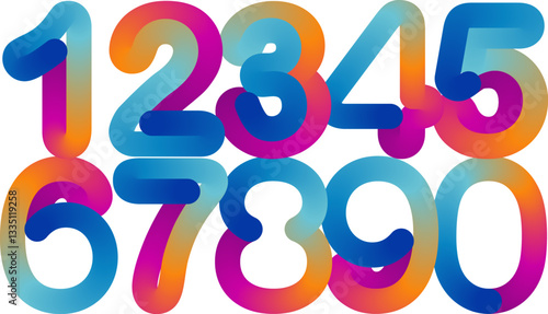3d set  numbers, 3d abstract set number