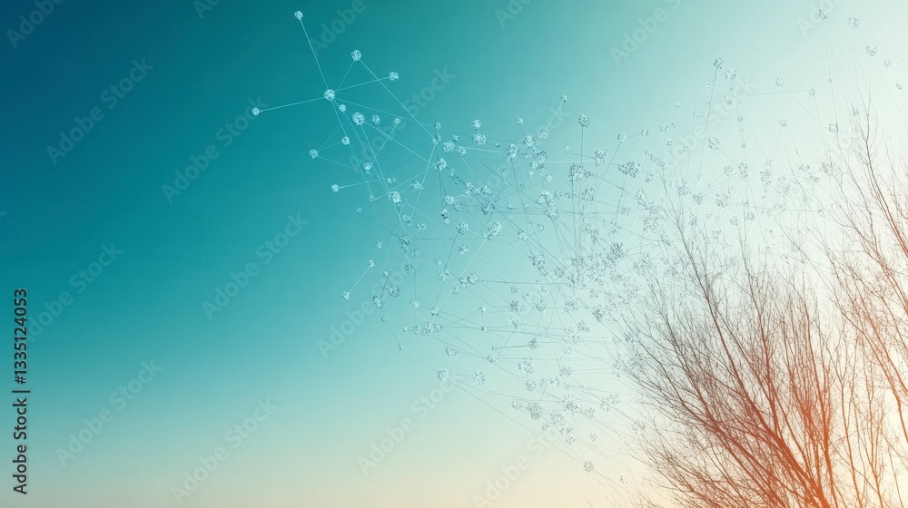 Obraz premium Abstract Network of Branches in the Sky: A Stunning Digital Art Piece