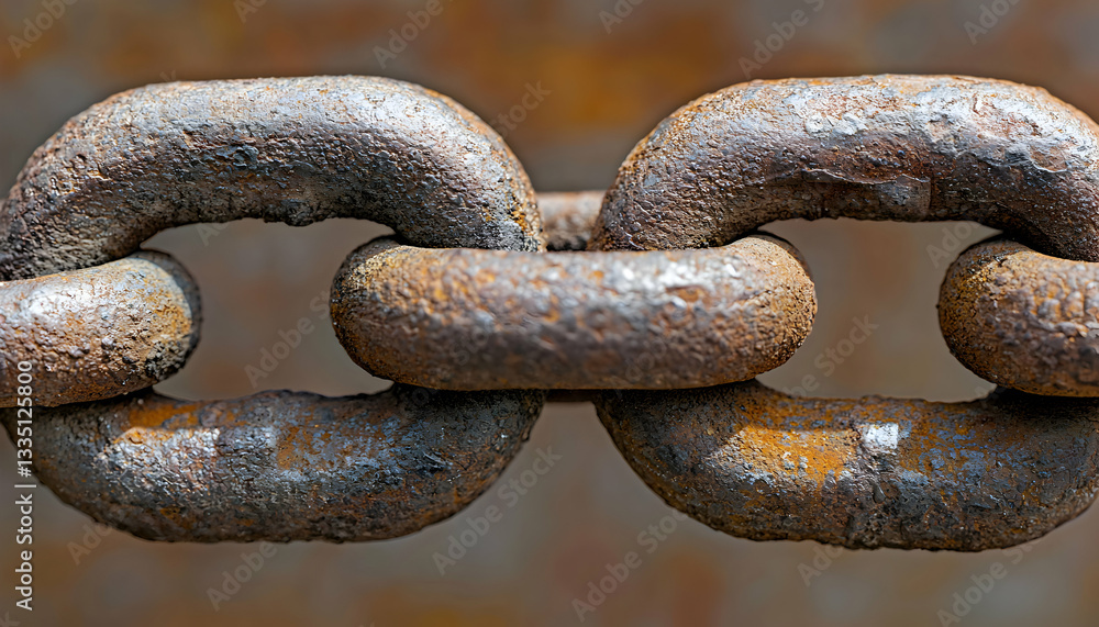 Rusty Chain Links Interlocked Metal Connection Close-up Industrial Strength Concept Rusty Chain Links Interlocked Metal Connection Close-up Industrial Strength Concept