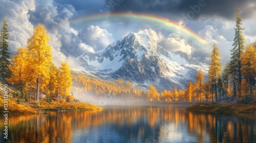 Wallpaper Mural "Vivid Rainbow Arching Over a Serene Countryside Landscape" Torontodigital.ca