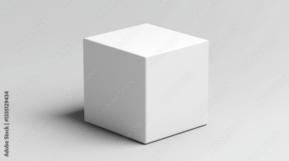 A white cube with a square base and a rectangular top sits on a gray background. A white cube with a square base and a rectangular top sits on a gray background.