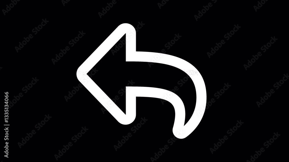 Icon reply is distorted. Glitch. Noise, chromatic aberration, geometric distortion. Transparent background, looped. In-Out looped. Alpha BW at the end Icon reply is distorted. Glitch. Noise, chromatic aberration, geometric distortion. Transparent background, looped. In-Out looped. Alpha BW at the end