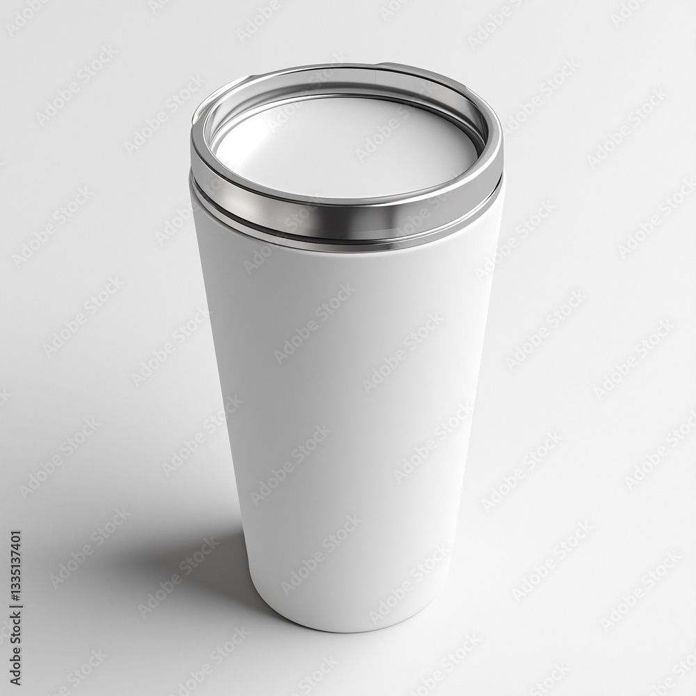 Innovative ergonomic tumbler featuring modern design resting gracefully on pristine white background for lifestyle appeal Innovative ergonomic tumbler featuring modern design resting gracefully on pristine white background for lifestyle appeal