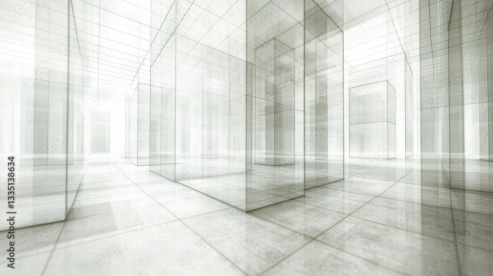 Fototapeta premium Abstract Architectural Interior Design with Glass Structures