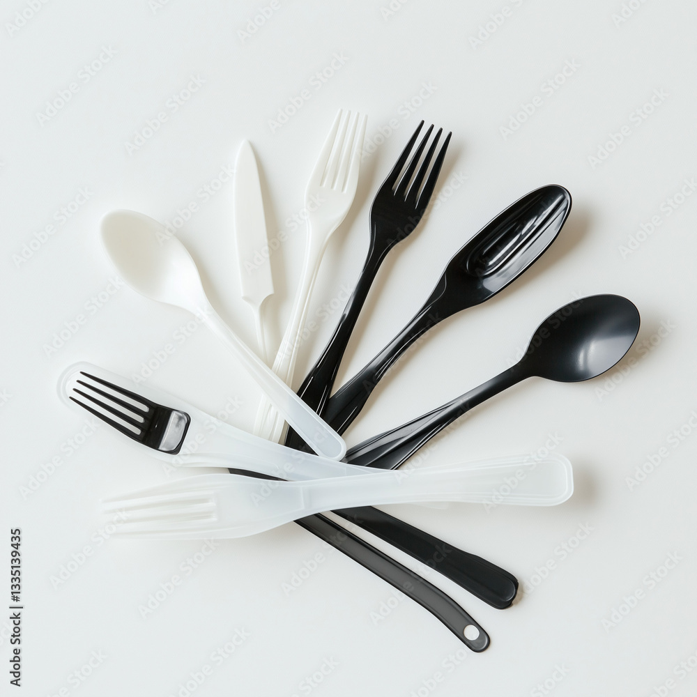Assorted plastic cutlery pile including spoons, forks, and knives showcasing remarkably sustainable, versatile dining solutions Assorted plastic cutlery pile including spoons, forks, and knives showcasing remarkably sustainable, versatile dining solutions