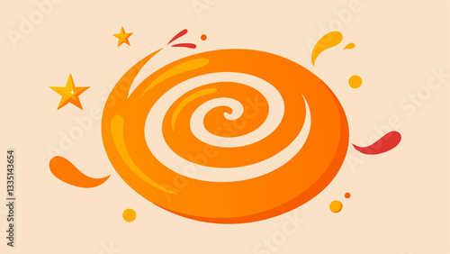Orange and Enthusiasm An energetic orange spiral with playful shapes and bouncing figures illustrating spontaneity and warmth radiating excitement and friendliness.