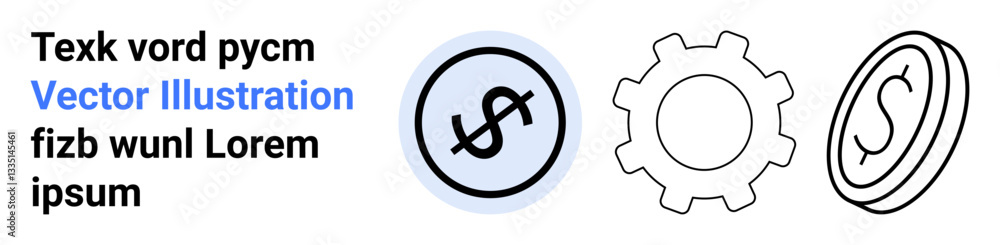 Dollar sign inside coin, gear, and oval shape for economy, process, and value. Ideal for finance, business strategy, technology, startups economics process optimization simple landing page Dollar sign inside coin, gear, and oval shape for economy, process, and value. Ideal for finance, business strategy, technology, startups economics process optimization simple landing page