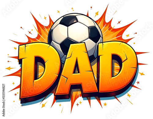 Wallpaper Mural Soccer DAD lettering with ball, soccer family wording background, sports designs illustration Torontodigital.ca