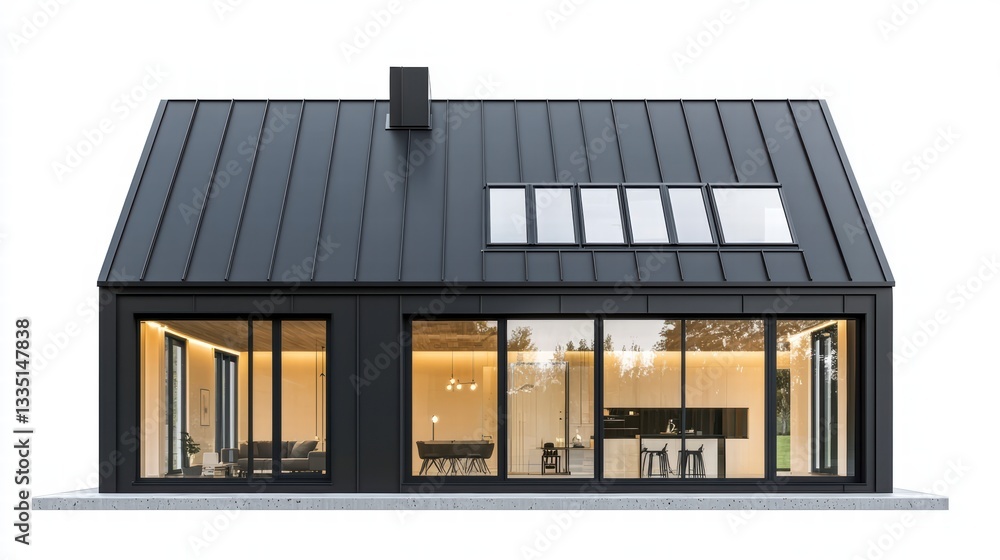 Modern Home Design: A stunning architectural rendering showcases a modern house with a striking black exterior, emphasizing clean lines, expansive windows, and a sleek, minimalist design. Modern Home Design: A stunning architectural rendering showcases a modern house with a striking black exterior, emphasizing clean lines, expansive windows, and a sleek, minimalist design.