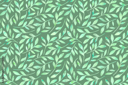 Seamless green botanical pattern. Spring floral background.