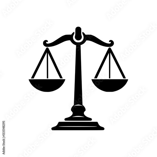 Silhouette icon of justice scales, symbolizing law and balance