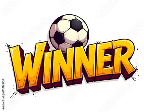 Wallpaper Mural Soccer WINNER lettering with ball, soccer game day wording background, sports designs illustration Torontodigital.ca