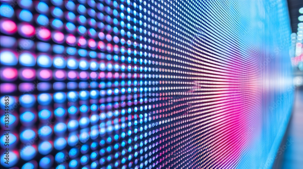 A lively close-up of vivid LED lights, forming a captivating pattern of glowing dots in different hues A lively close-up of vivid LED lights, forming a captivating pattern of glowing dots in different hues