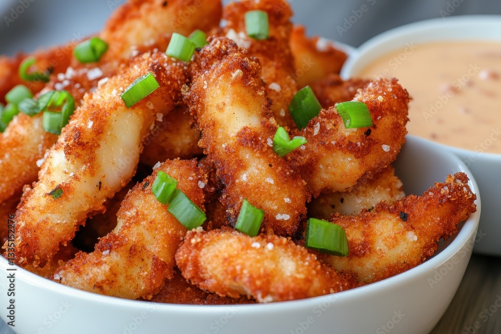 Crunchy squid with salt pepper and sauce Crunchy squid with salt pepper and sauce