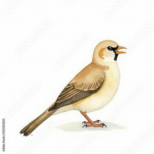 Watercolor Painting of a Bird on a Branch

