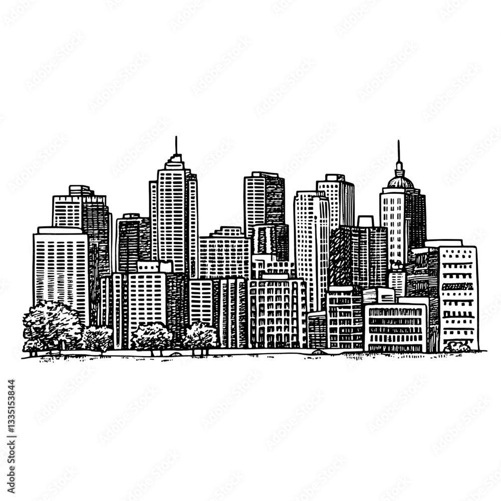 Fototapeta premium Captivating skyline view showcasing urban beauty and natural elements on a clear day