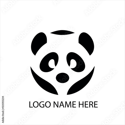  a panda head Geometric shape Logo design black dog logo