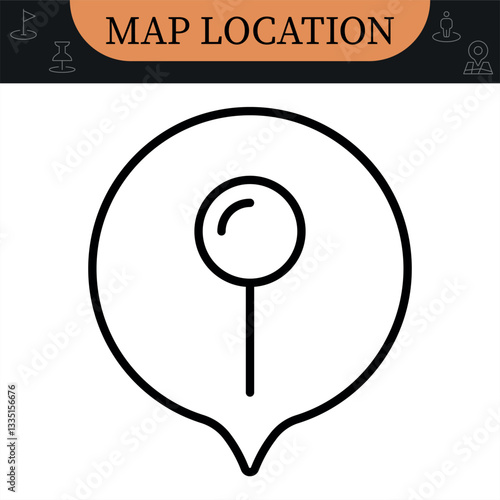 Map Location Line Editable Icons set. Containing map, map pin, gps, destination, directions, distance, place, navigation and address icons. Vector illustration in modern thin line style of place mark 