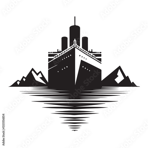 Titanic Iceberg Encounter Vector Illustration Graphic Symbolic Disaster Story