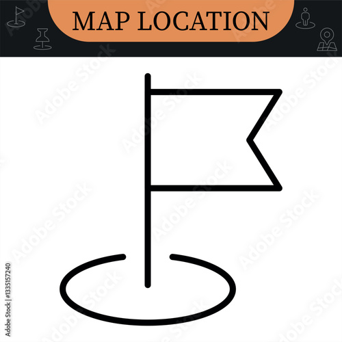 Map Location Line Editable Icons set. Containing map, map pin, gps, destination, directions, distance, place, navigation and address icons. Vector illustration in modern thin line style of place mark 