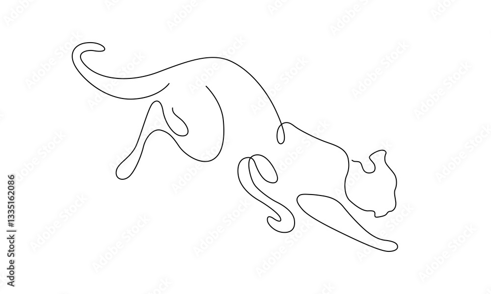 A minimalist, one-line drawing of a feline creature a leopard A minimalist, one-line drawing of a feline creature a leopard